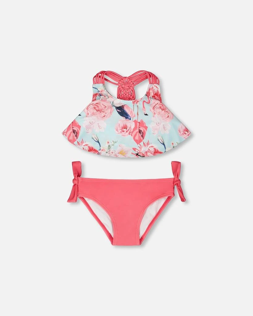 Deux par Deux Two-Piece Swimsuit Blue Flamingo Print