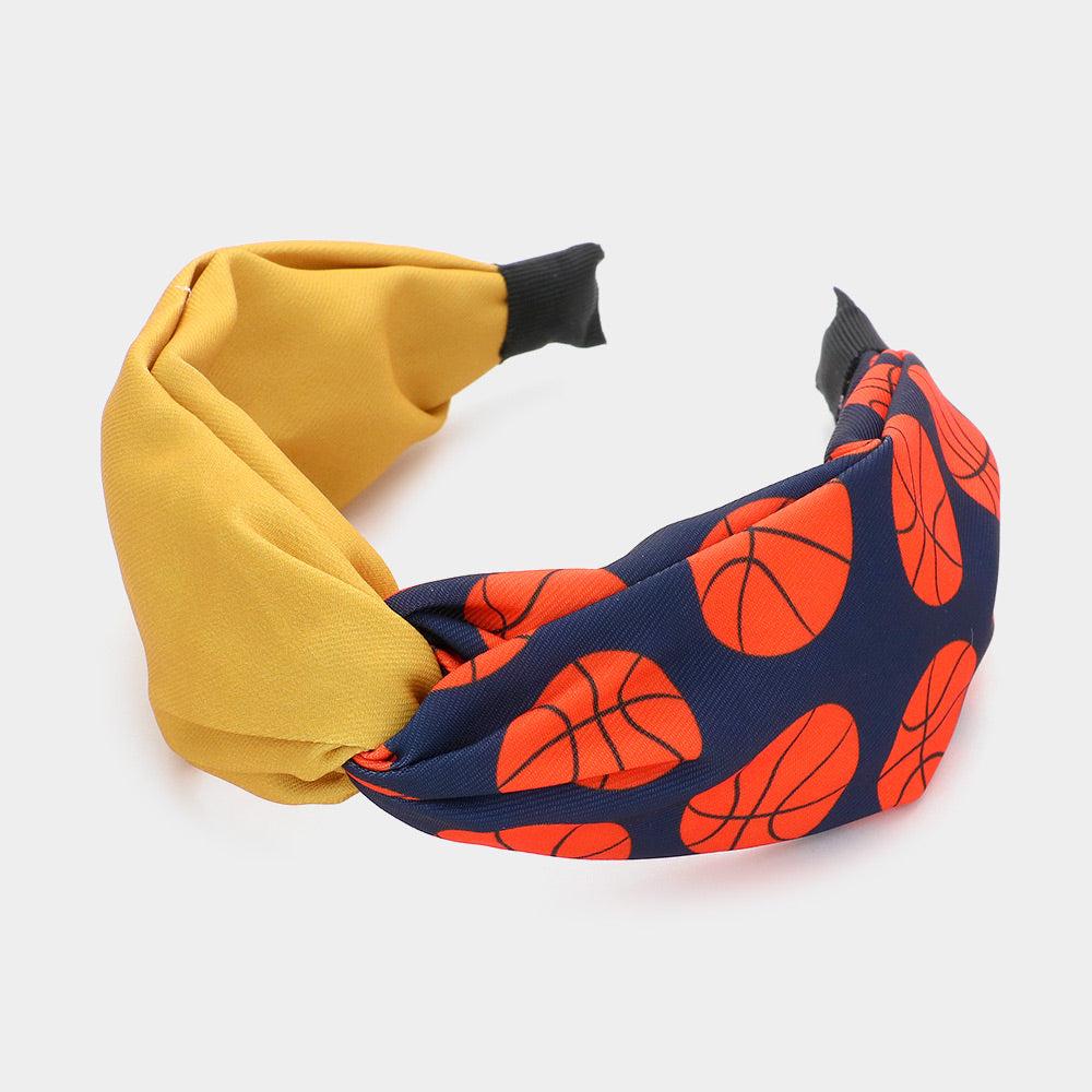 FASHNZFAB Game Day Basketball Patterned Twisted Headband