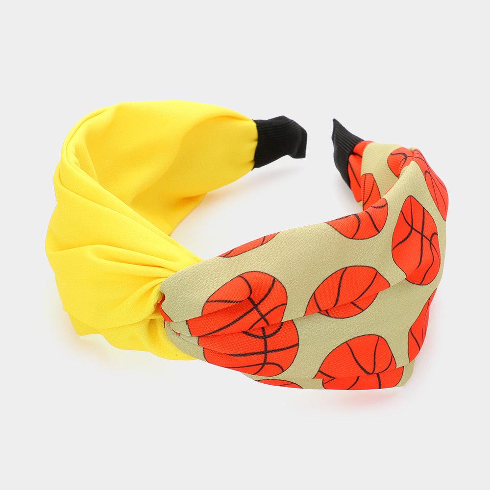 FASHNZFAB Game Day Basketball Patterned Twisted Headband