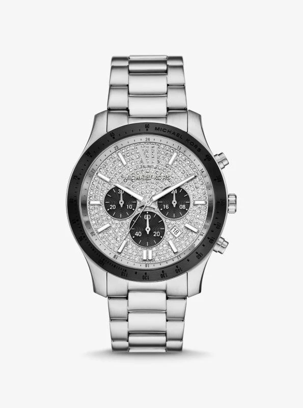 Michael Kors Oversized Berkley Pavé Silver-Tone Watch 1