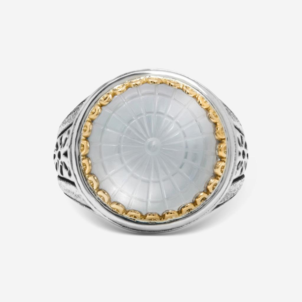 Konstantino Konstantino Dome Sterling Silver & 18k Yellow Gold Mother of Doublet Ring Sz. 6 DKJ972-313-S6