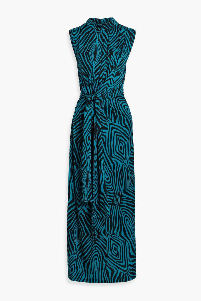 Diane von Furstenberg Geri draped zebra-print jersey maxi dress
