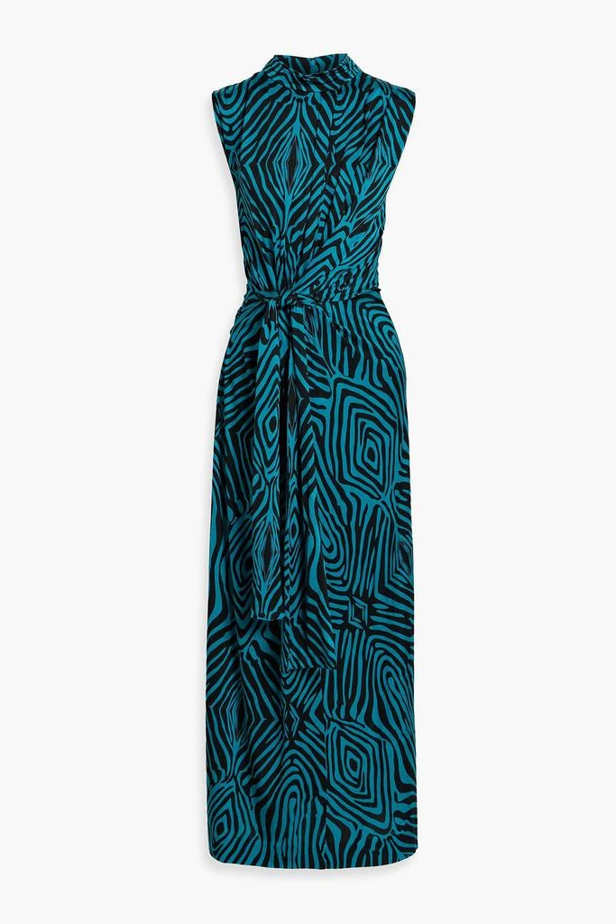 Diane von Furstenberg Geri draped zebra-print jersey maxi dress 1
