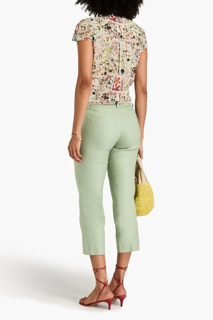 Alice + Olivia Janis cropped linen-blend kick-flare pants 3