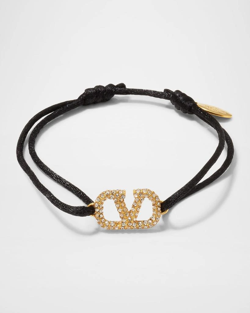 Valentino Antiqued Strass Logo Cord Bracelet 1