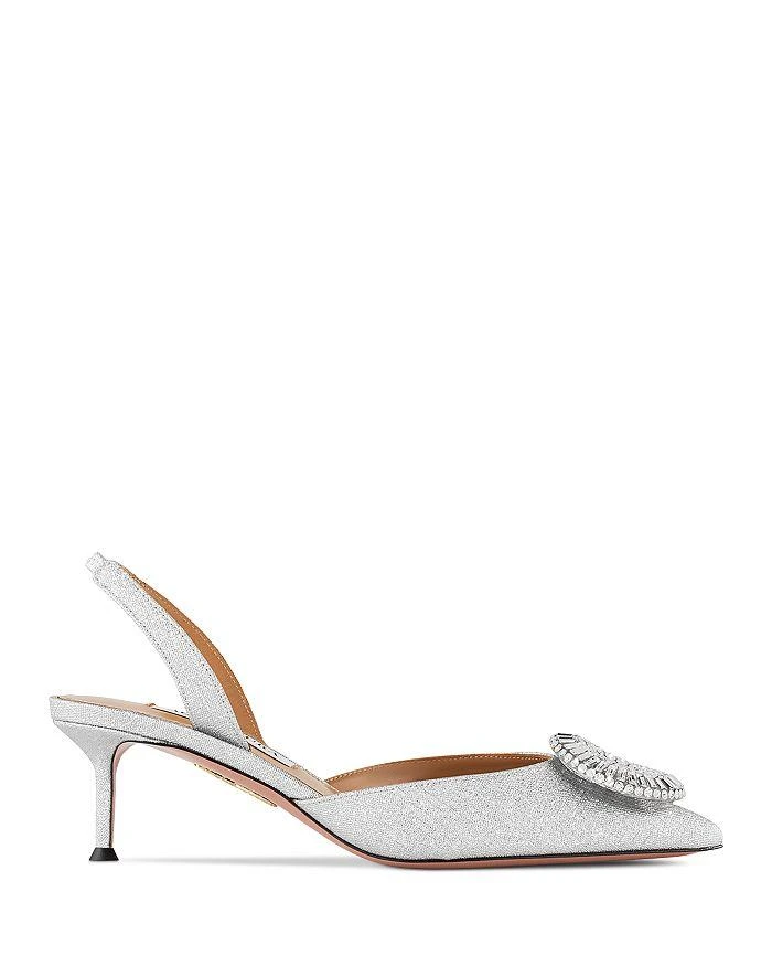 Aquazzura Women's Crystal Hoop 50 Slingback Pumps 2