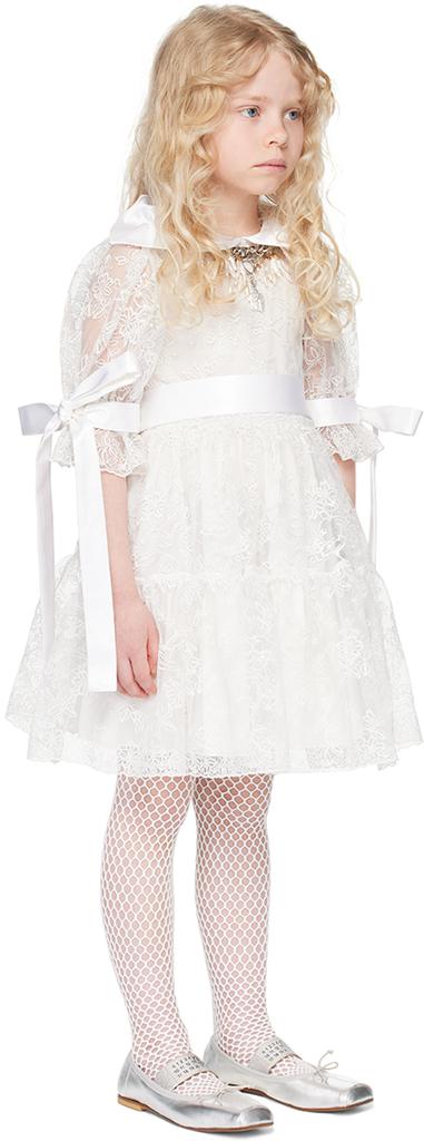 CHOPOVA LOWENA SSENSE Exclusive Kids White Flower Girl Dress
