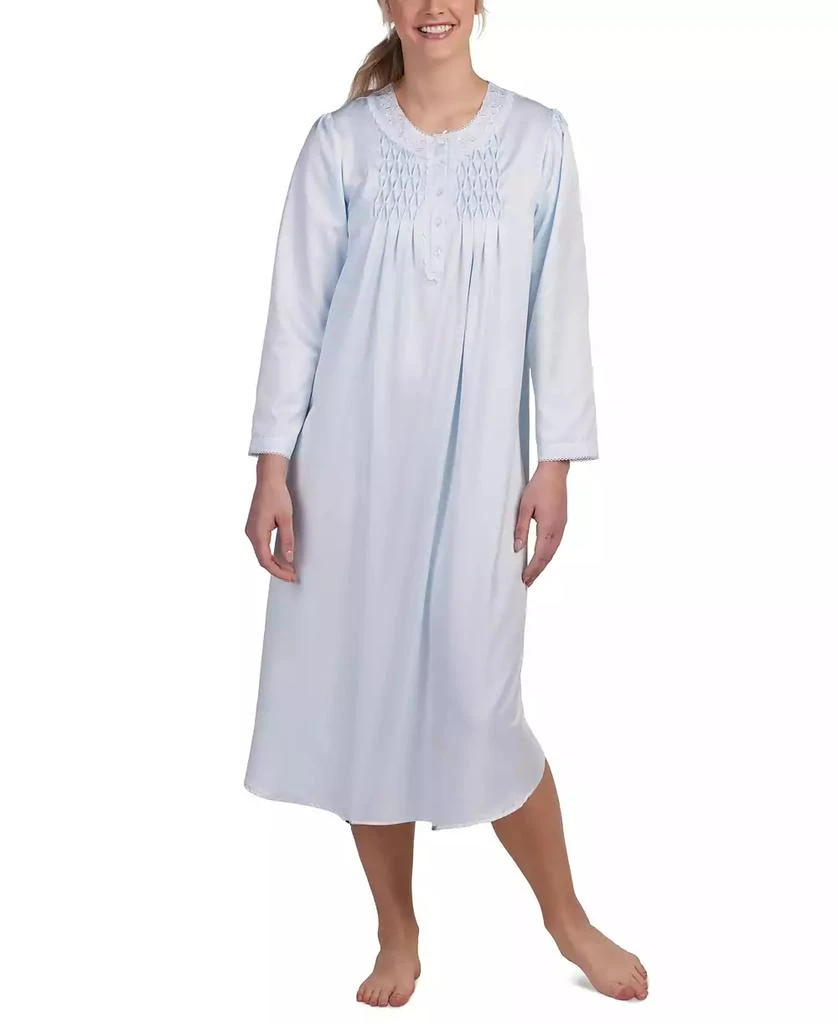 Miss Elaine Petite Embroidered Long-Sleeve Nightgown 1