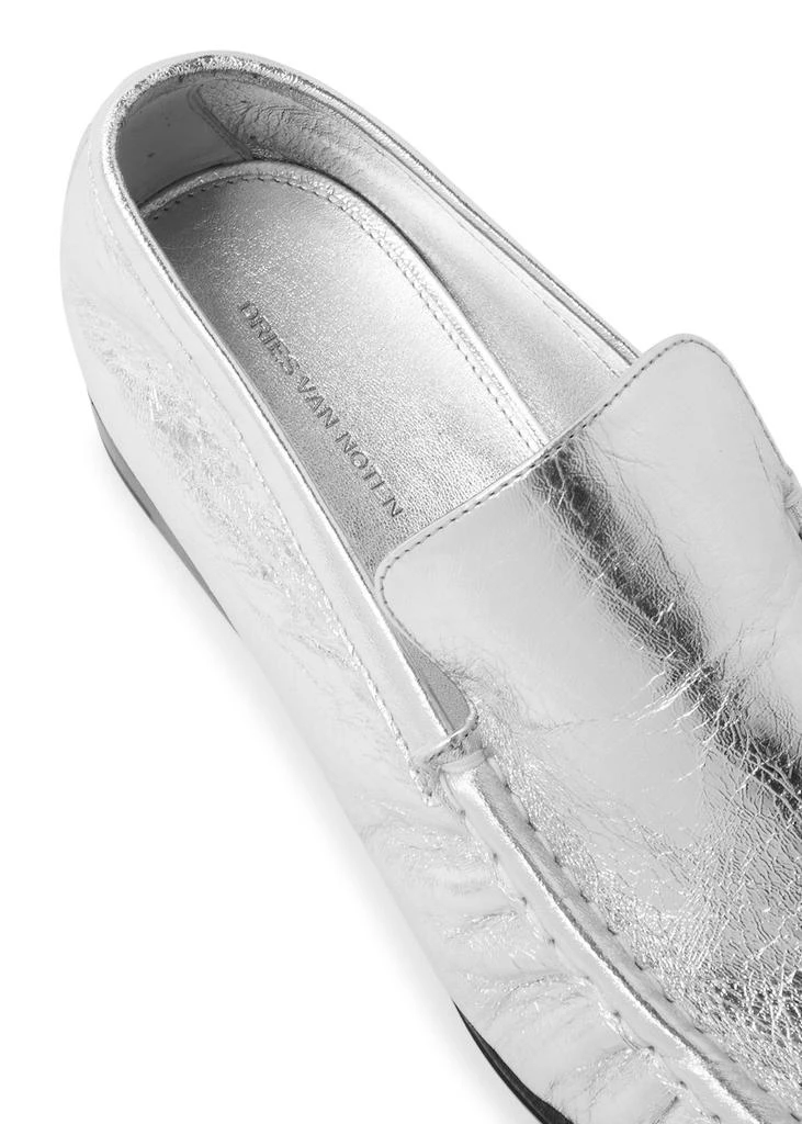 Dries Van Noten Metallic leather loafers 4