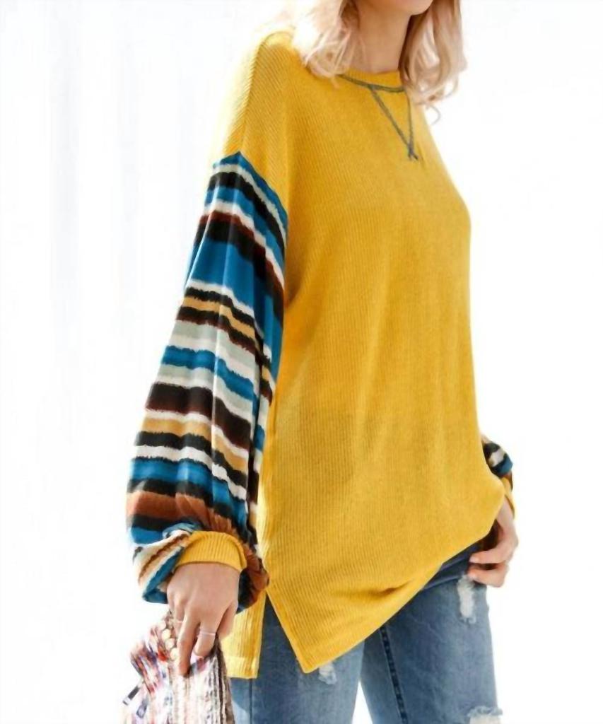 My Story My Story - Tribal Striped Sleeve Knit Top
