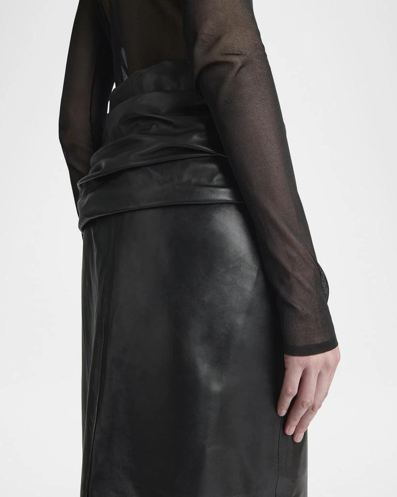 Khaite Wilner Leather Midi Skirt 4