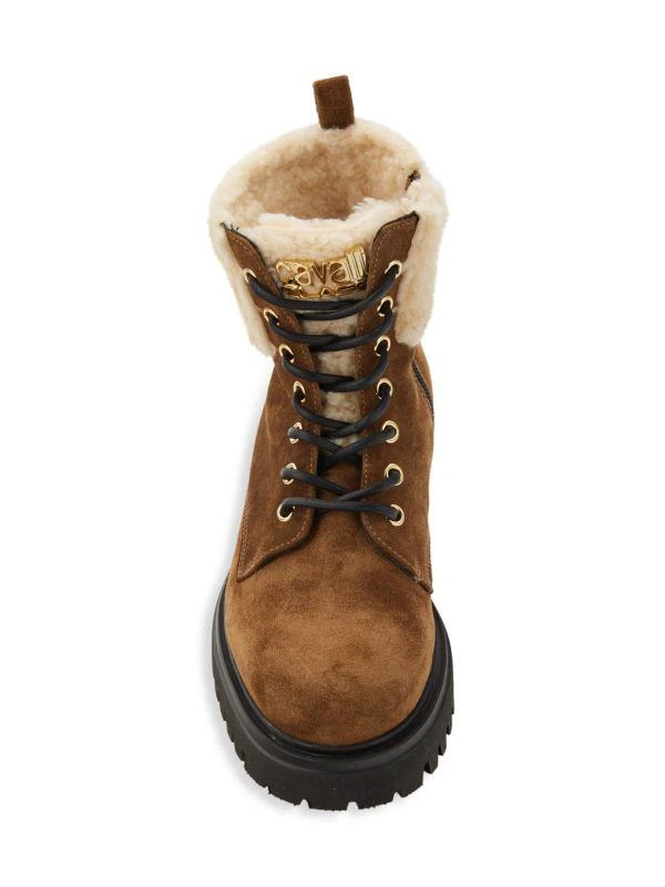 cavalli CLASS Faux Fur Lined Leather Ankle Boots 6