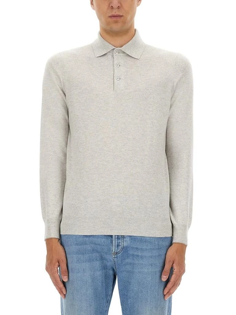 Brunello Cucinelli Brunello Cucinelli Long Sleeved Knitted Polo Shirt from Cettire