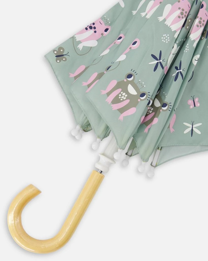 Deux par Deux Color-Changing Umbrella Green Frog Print 4