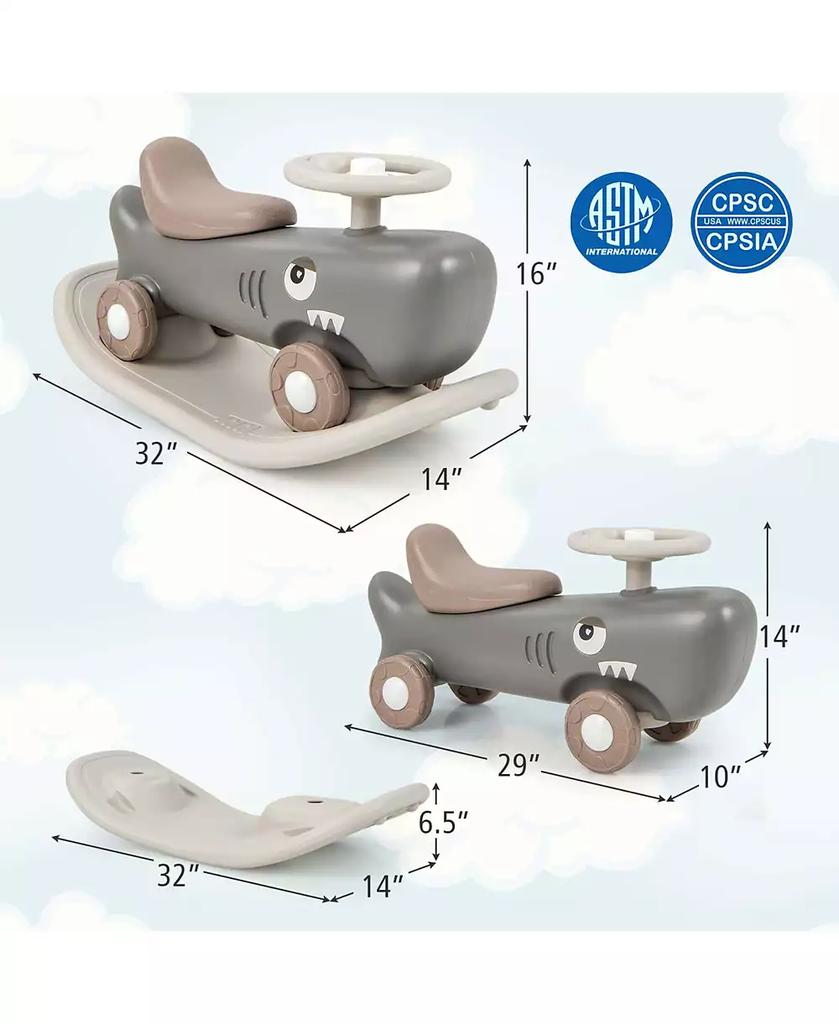 Costway Convertible Rocking Horse & Sliding Car with Detachable Balance Board