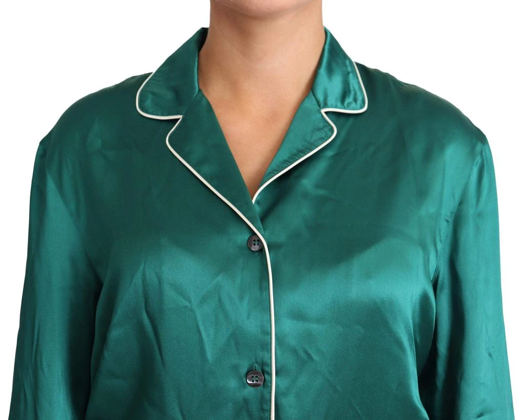 Dolce & Gabbana Dolce & Gabbana Green Pyjama Blouse Silk Lounge Sleepwear Top 3