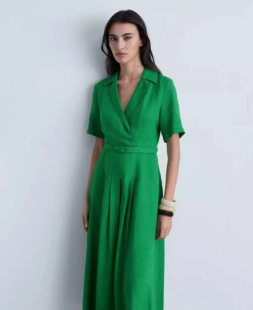 Mango Women's Belt Linen Dress 3
