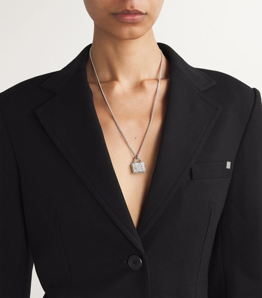 Marc Jacobs Silver-Plated The Pavé Tote Bag Pendant Necklace 4