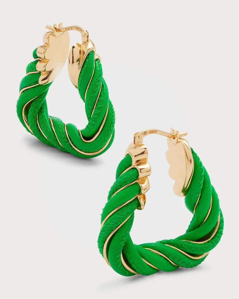 Bottega Veneta Leather Twist Triangle Hoop Earrings 3