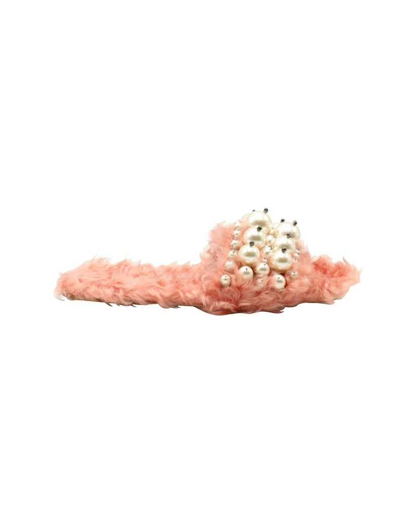 Miu Miu Pearl Embellished Slides in Pink Faux Fur 1