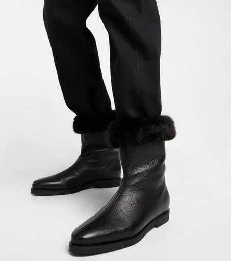 Totême Faux fur-lined leather ankle boots 4