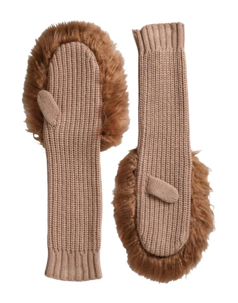 Dolce & Gabbana Cashmere Knitted Fur Mid Arm Mitten Women's Gloves 2