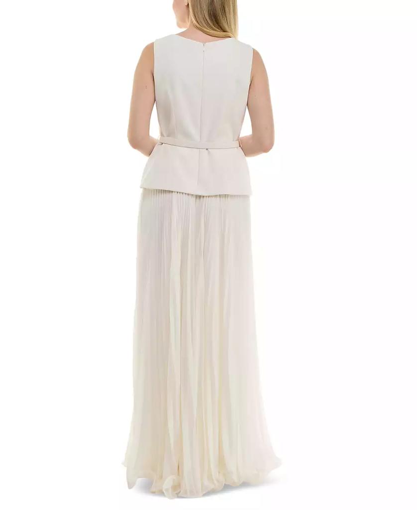Taylor Women's Mixed-Media Square-Neck Sleeveless Dress