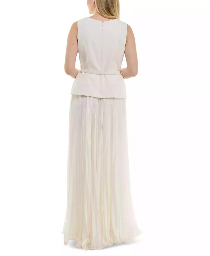 Taylor Women's Mixed-Media Square-Neck Sleeveless Dress 2