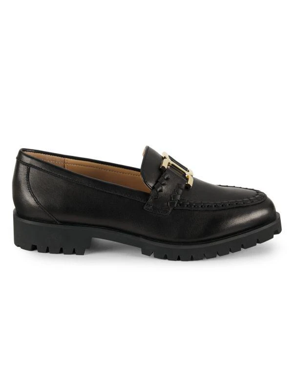 Saks Fifth Avenue Pixie Apron Toe Leather Loafers 1