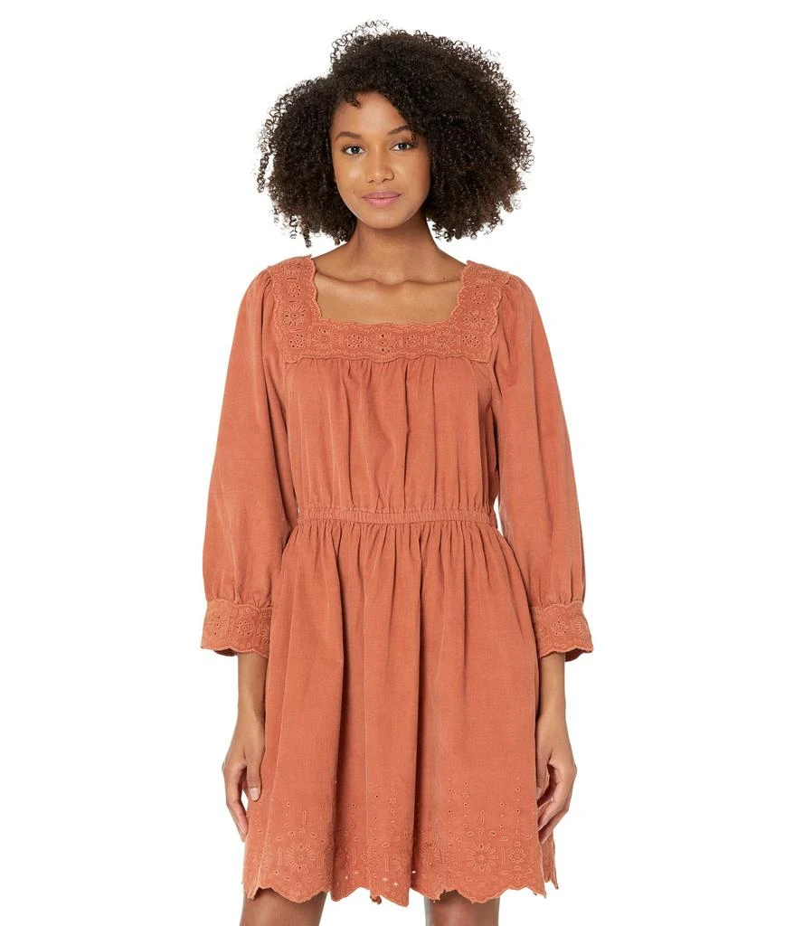 Madewell Embroidered Corduroy Square-Neck Mini Dress 1