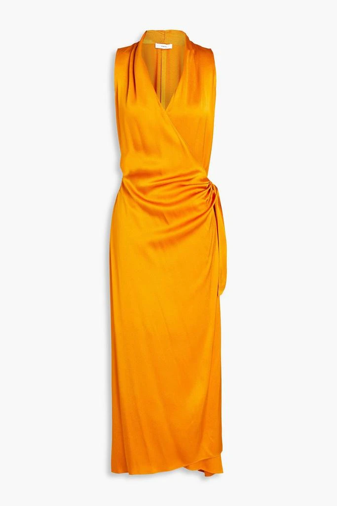 Vince Draped satin-crepe midi wrap dress 1