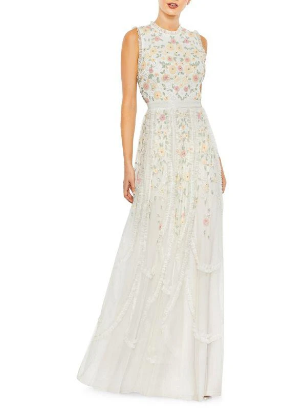 Mac Duggal Ruffle Floral A Line Gown 1