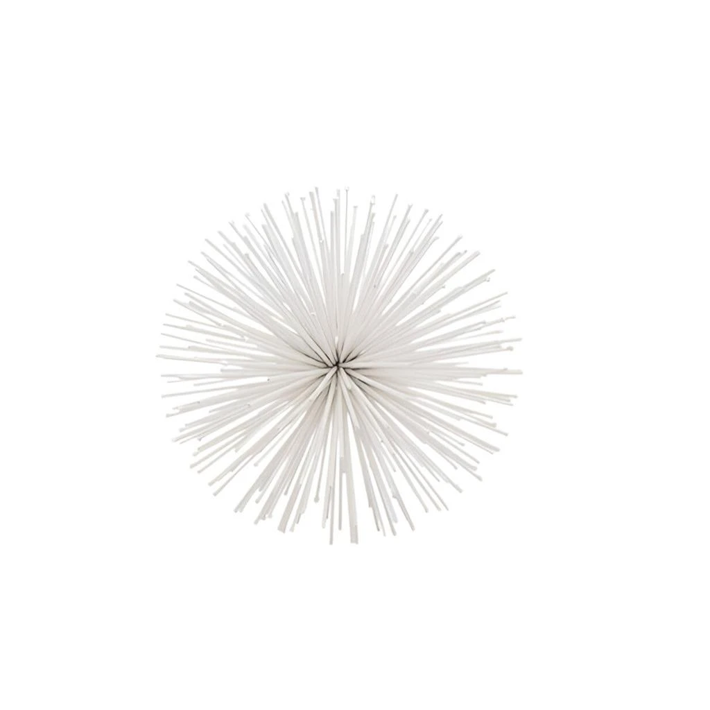 Hivvago Set of Two White Iron Decorative Spiky Sphere Tabletop Sculpture 3