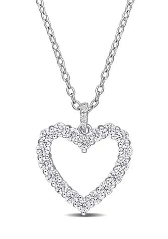 Belk 
Co. 3/5 ct. t.w. Created Moissanite Open Heart Pendant with Chain in Sterling Silver