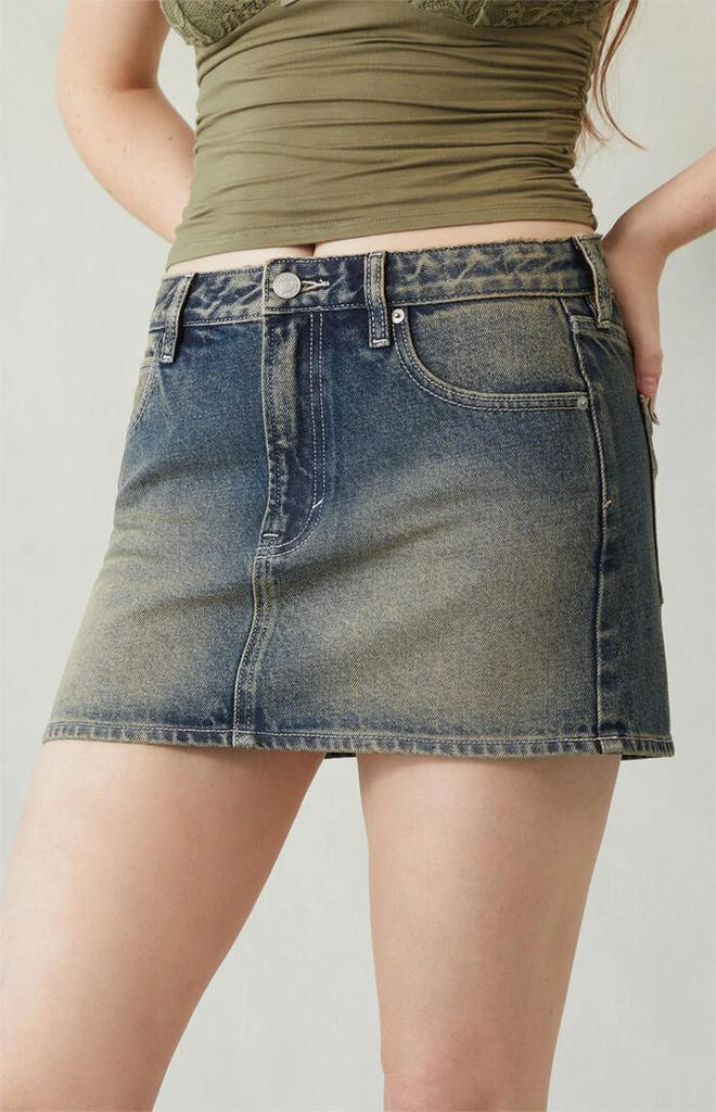PacSun Bella Dark Indigo Mid Rise Denim Mini Skirt 3