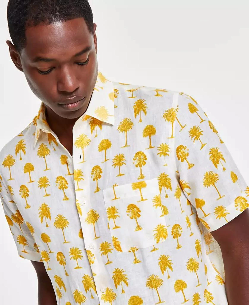 Club Room Men's Morocco Short Sleeve Palm Print Button-Front Linen Shirt, Created for Macy's 3