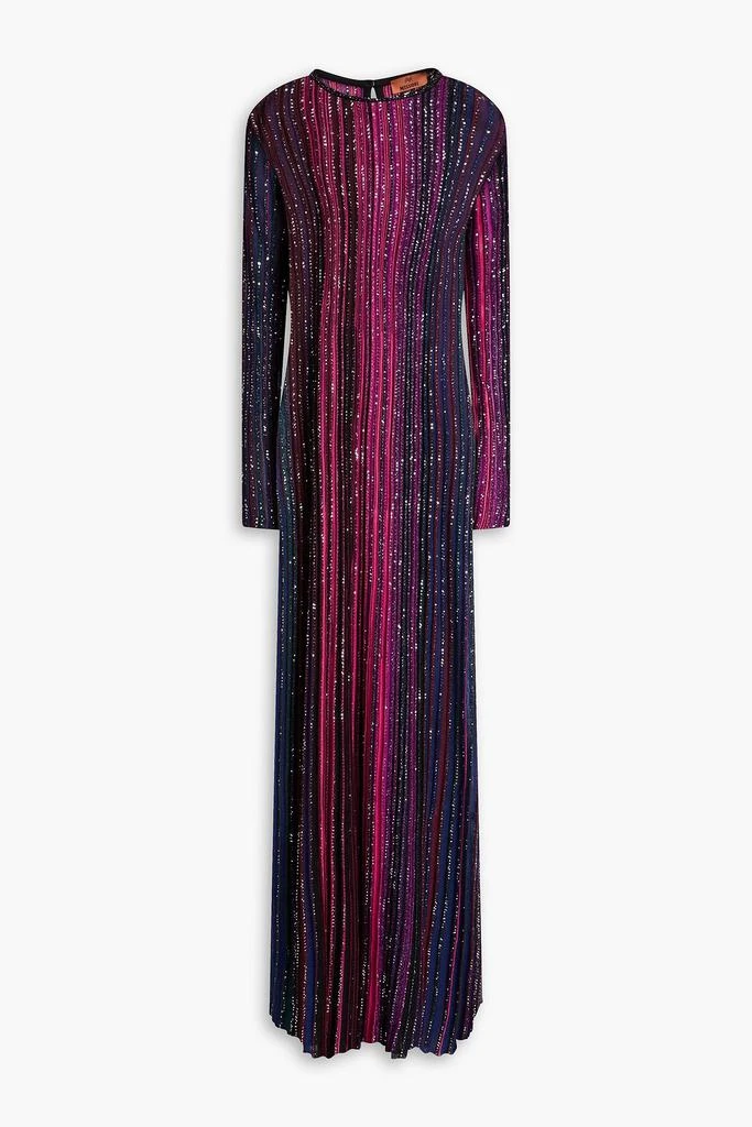 Missoni Sequin-embellished striped ribbed-knit maxi dress 1