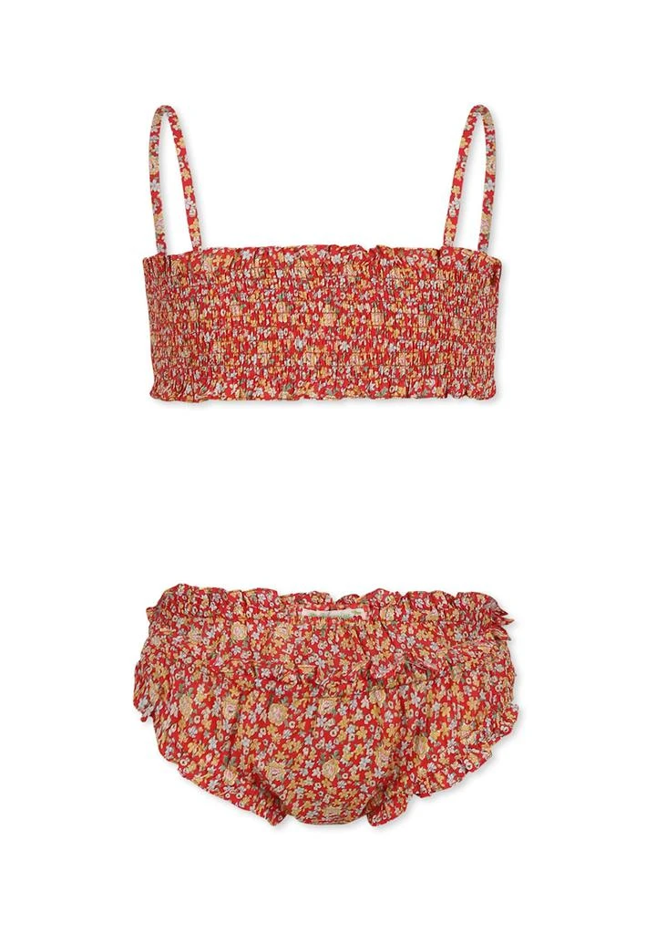 Bonpoint Red Bikini For Girl With Floral Print 1