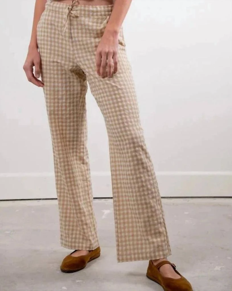 Sonder Haus Perfect Pants In Tan Gingham 1