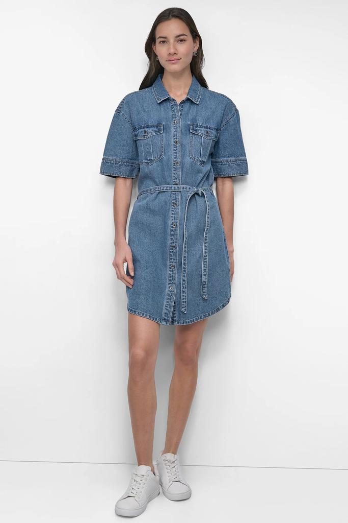 DKNY SELF BELTED UTILITY DRESS