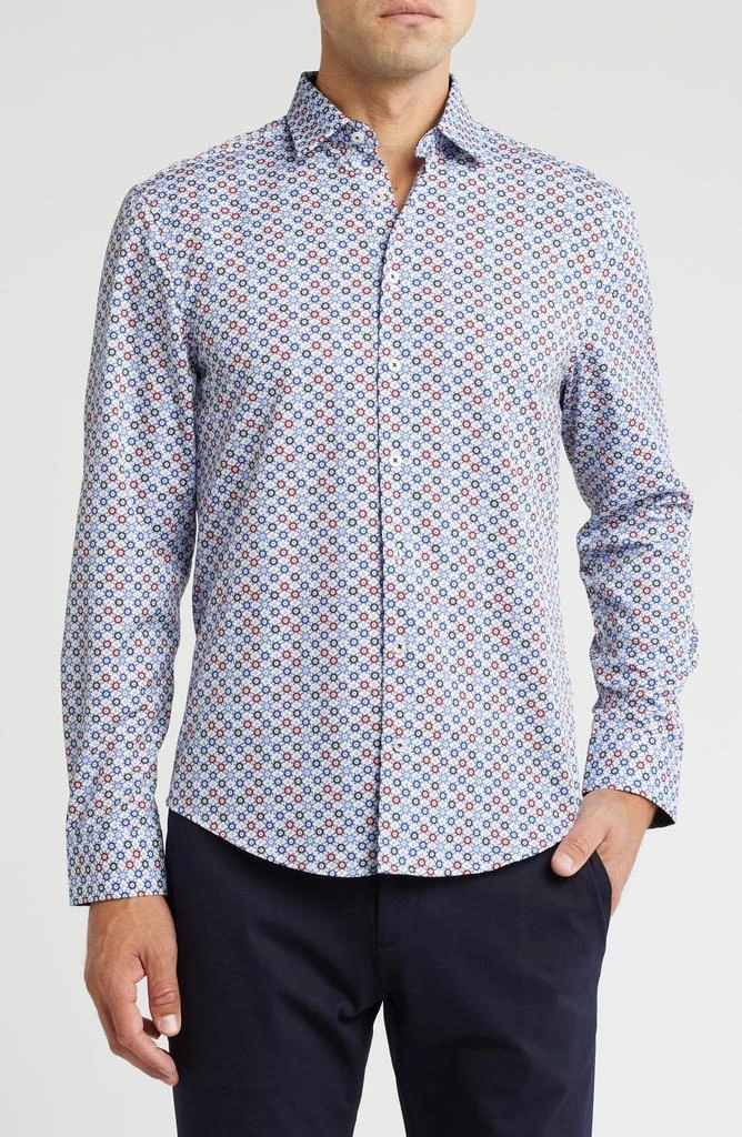 SOUL OF LONDON Dot Print Long Sleeve Button-Up Performance Shirt 1