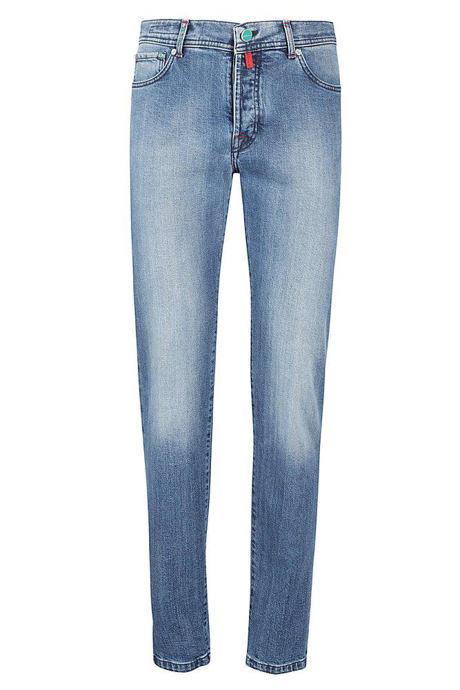 Kiton Kiton Contrast Stitched Skinny Fit Jeans