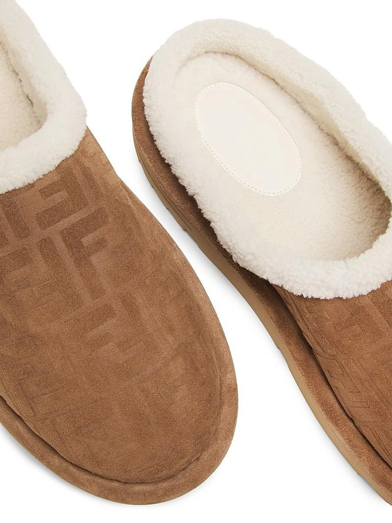 Fendi Suede Shearling-Lined Sabot Mules 5