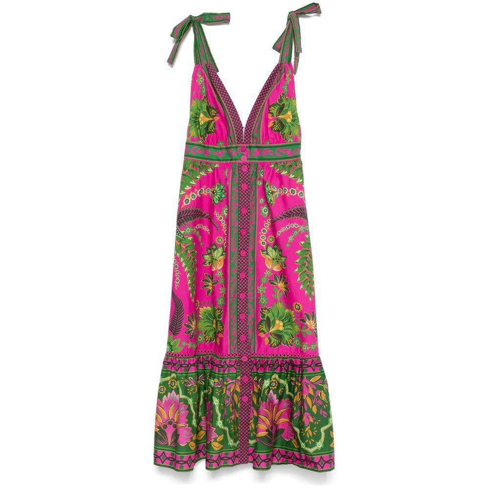 farm rio dresses Delicate Flowers Stripes Long Sleeve Maxi Dress – FARM Rio main image 0