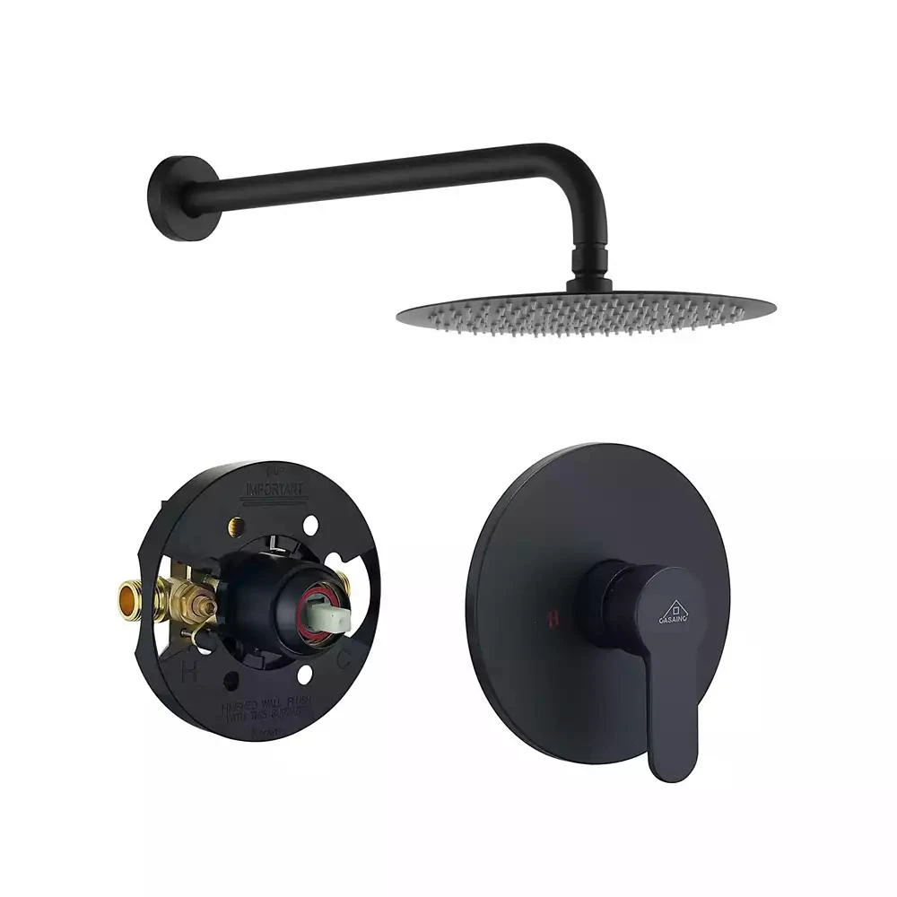 Mondawe 10Inch Wall Mount Round Shower Faucet Rain Shower System with valve