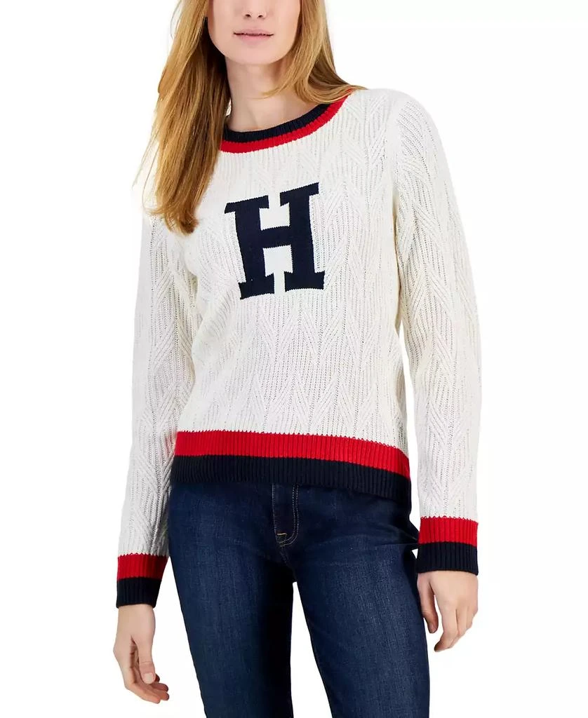 Tommy Hilfiger Women's Chevron-Stitch Logo Sweater 1