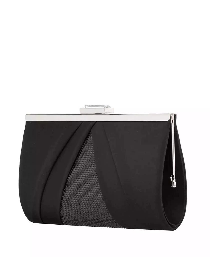 Nina Women's Pleated Stain Crystal Frame Clutch 3