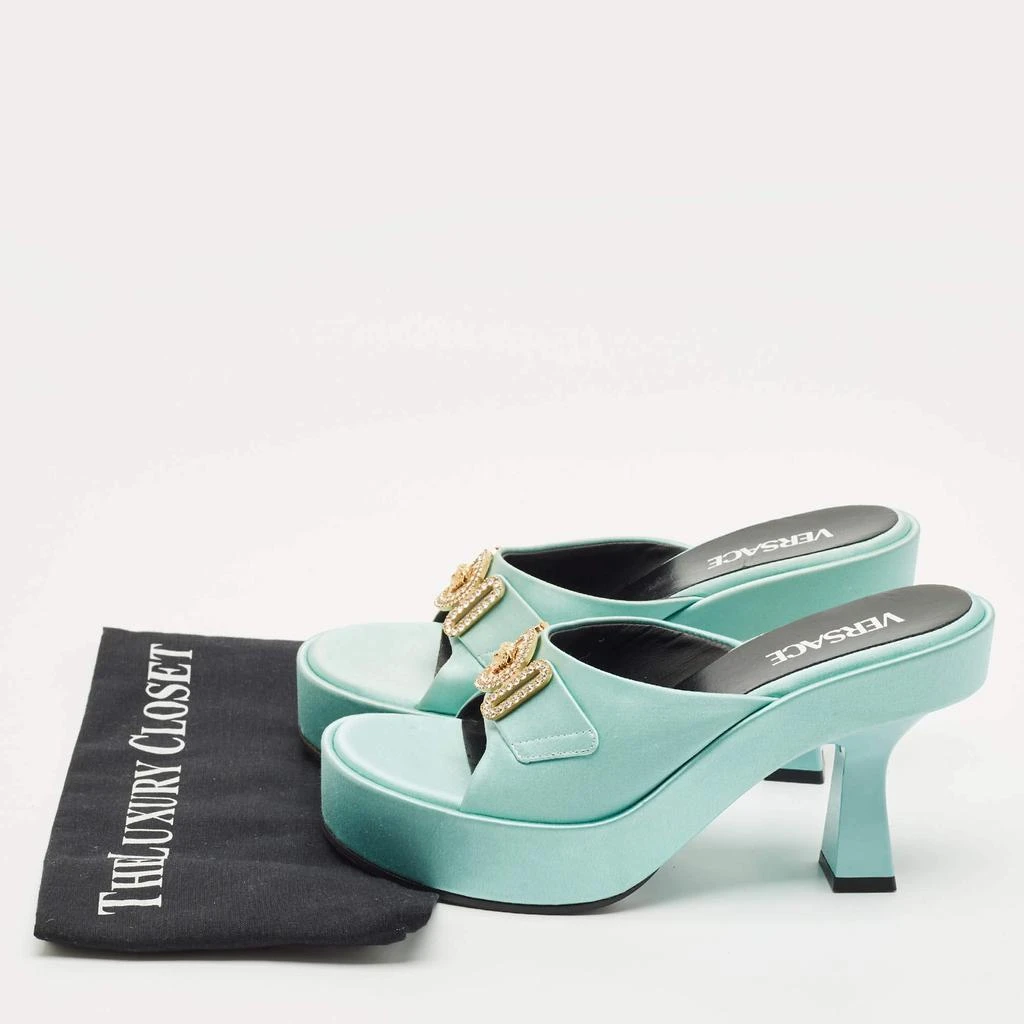 Versace Versace Mint Green Satin Medusa Biggie Platform Mules Size 38 9