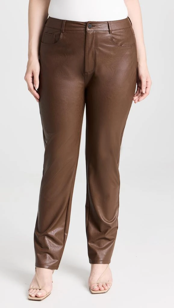 Paige Stella Chestnut Faux Leather Jeans 7