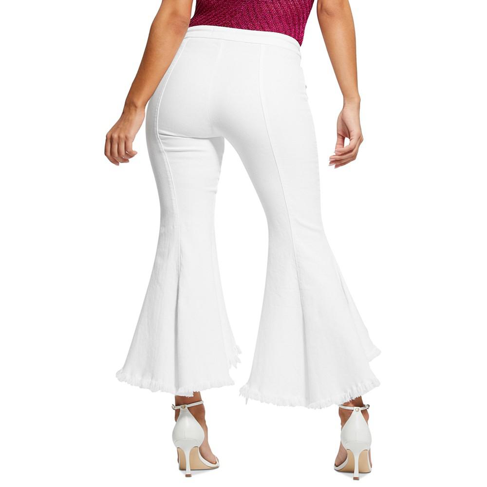 GUESS Women's Sofia 1981 Fringe-Trim Flare-Leg Jeans